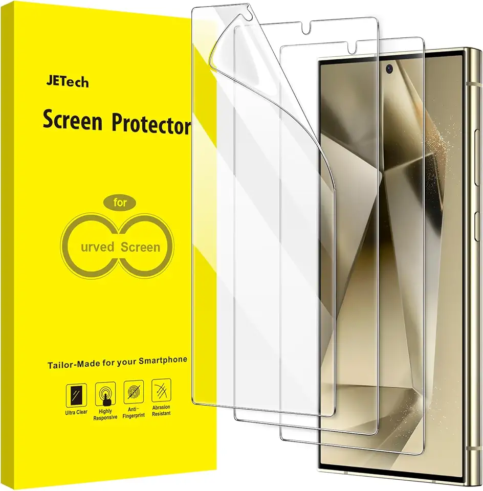 JETech Película Protetor de Tela para Samsung Galaxy S24 Ultra 5G 6,8 Polegadas, TPU Flexível, HD Transparente, 3 Pacotes