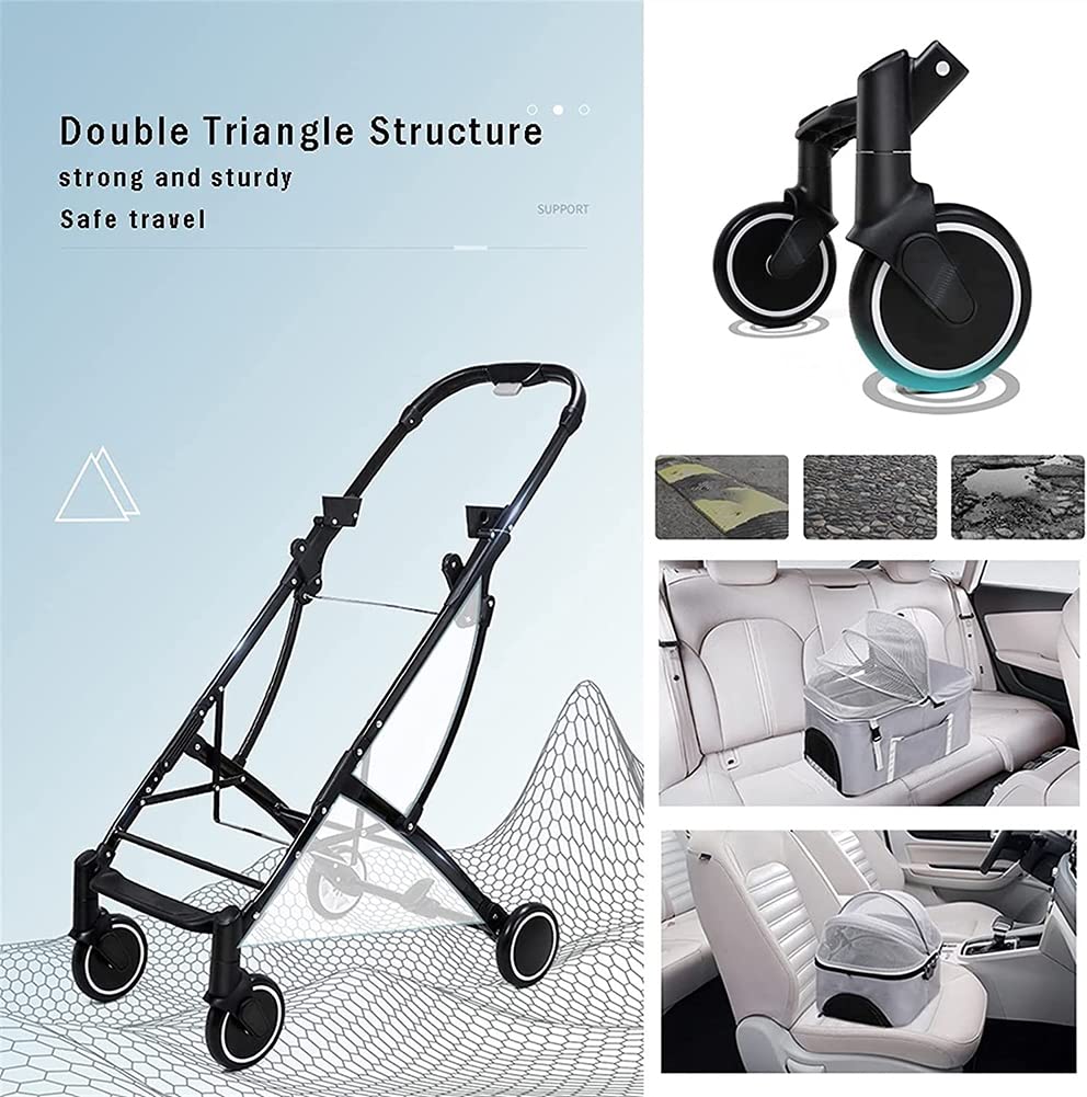 Pet Stroller for 2 Cats Or Dogs Double-Layer Cat Strollers Dog Pushchairs Detachable Pet Travel Cart Carrier A (C)