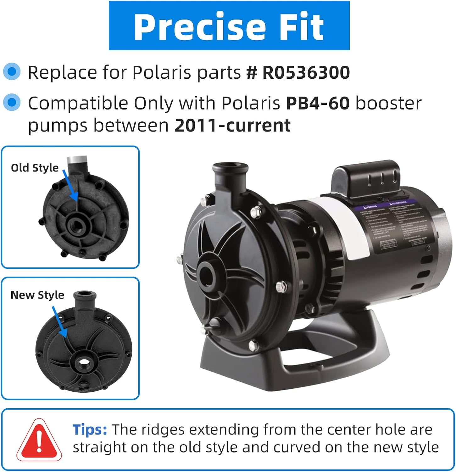 PB4-60 Booster Pump Volute Replacement for Polaris - PB4 60 Booster Pump (from 2011 to Current), Replace Front Housing Volute Cover Parts # R0536300, Including Drain Plug with O-Ring