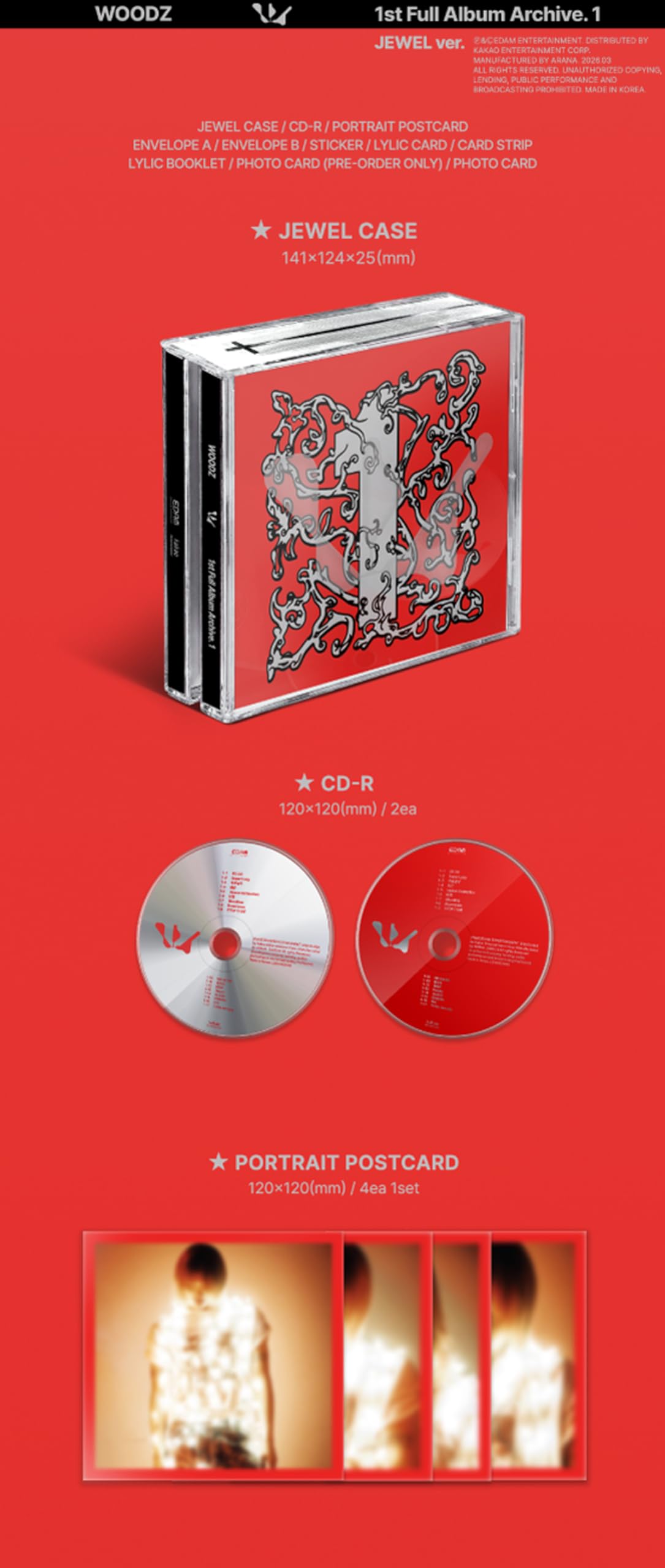 (Pełny zestaw: główny+klejnot+klucz) Archiwum WOODZ. 1 1. album ze śledzeniem zapieczętowanym Cho Seungyoun