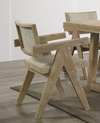 Miniatura 7 de Juego de 2 sillas de comedor para habitación, mesa y asiento para cocina, sillas tapizadas de tela contemporánea con brazos de tablones para