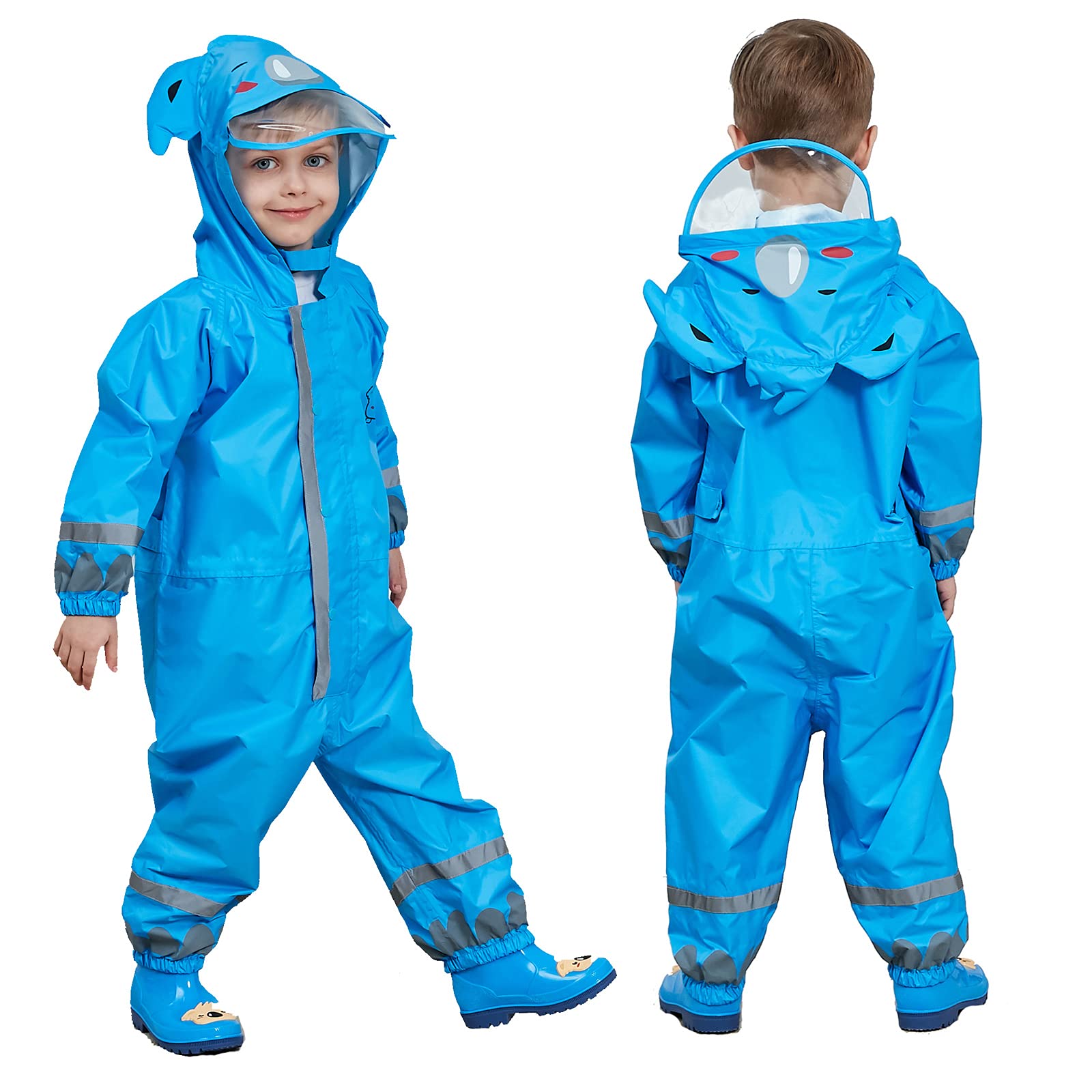 Impermeable Chaquetas Lluvia Capucha Niña Niño Chubasqueros Infantil Traje de Lluvia Mono Grande Poncho Escuela Running Reflectante Capa Unisexo Amarillo Azul Rosa Verde 3-10 años