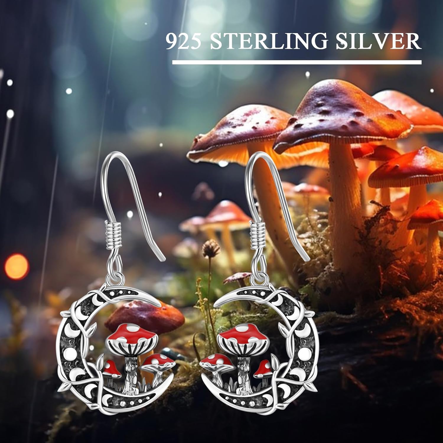 TRISHULA 925 Sterling Silver Moon Earrings Cat/Dolphin/Fox/Dragonfly Dangle Earrings Moon Phase Animal Earrings for Women Mom Gifts for Birthday Christmas - Image 2