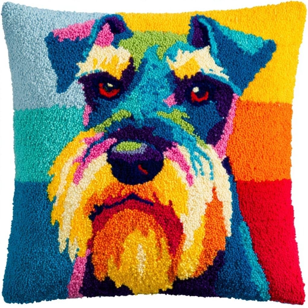 Henypt Latch Hook Kits for Adults,Colored Schnauzer