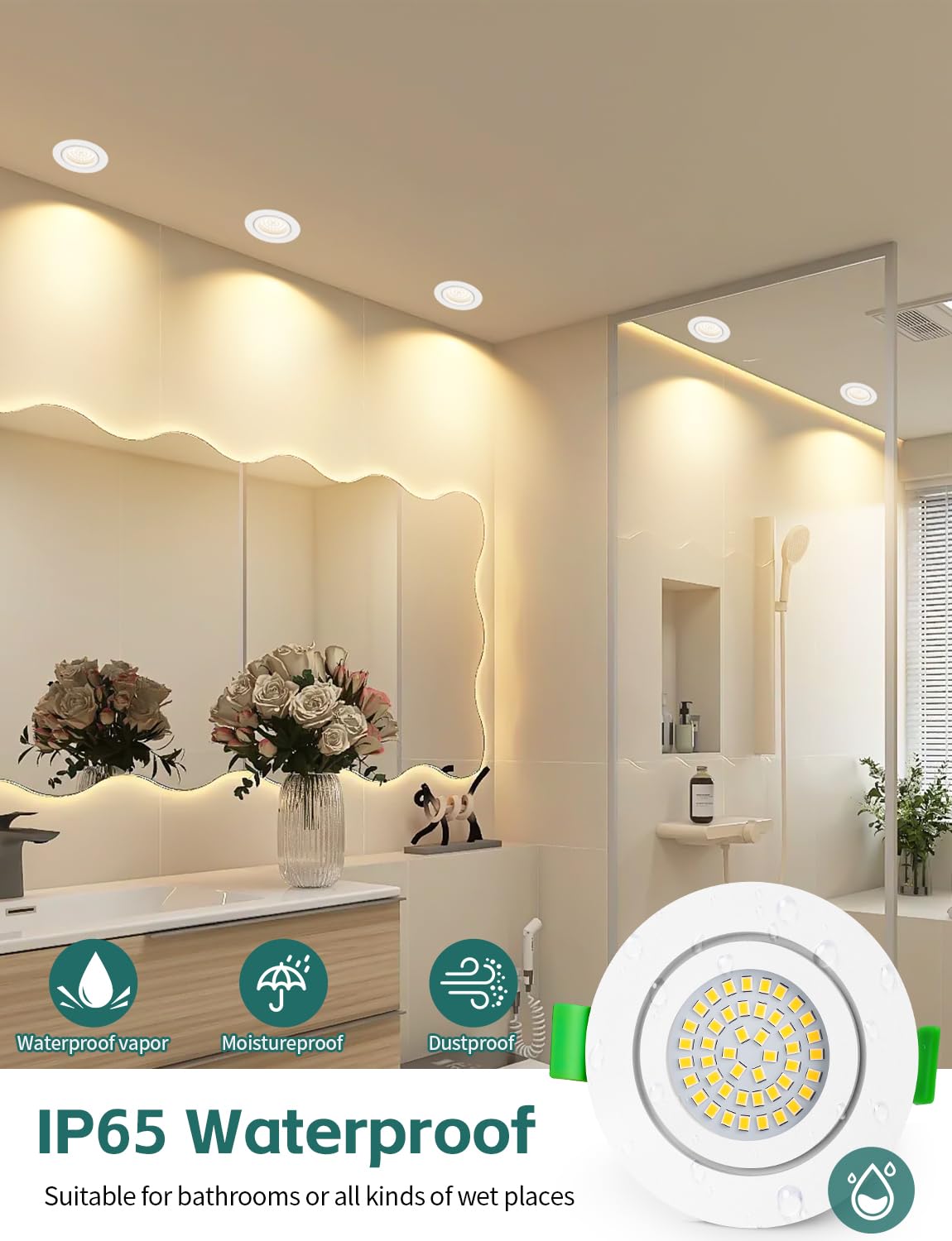 6x Dimbare LED Inbouwspot Nikkel - IP65 - 5W - CCT - 5 Jaar Garantie - Geschikt voor de Badkamer