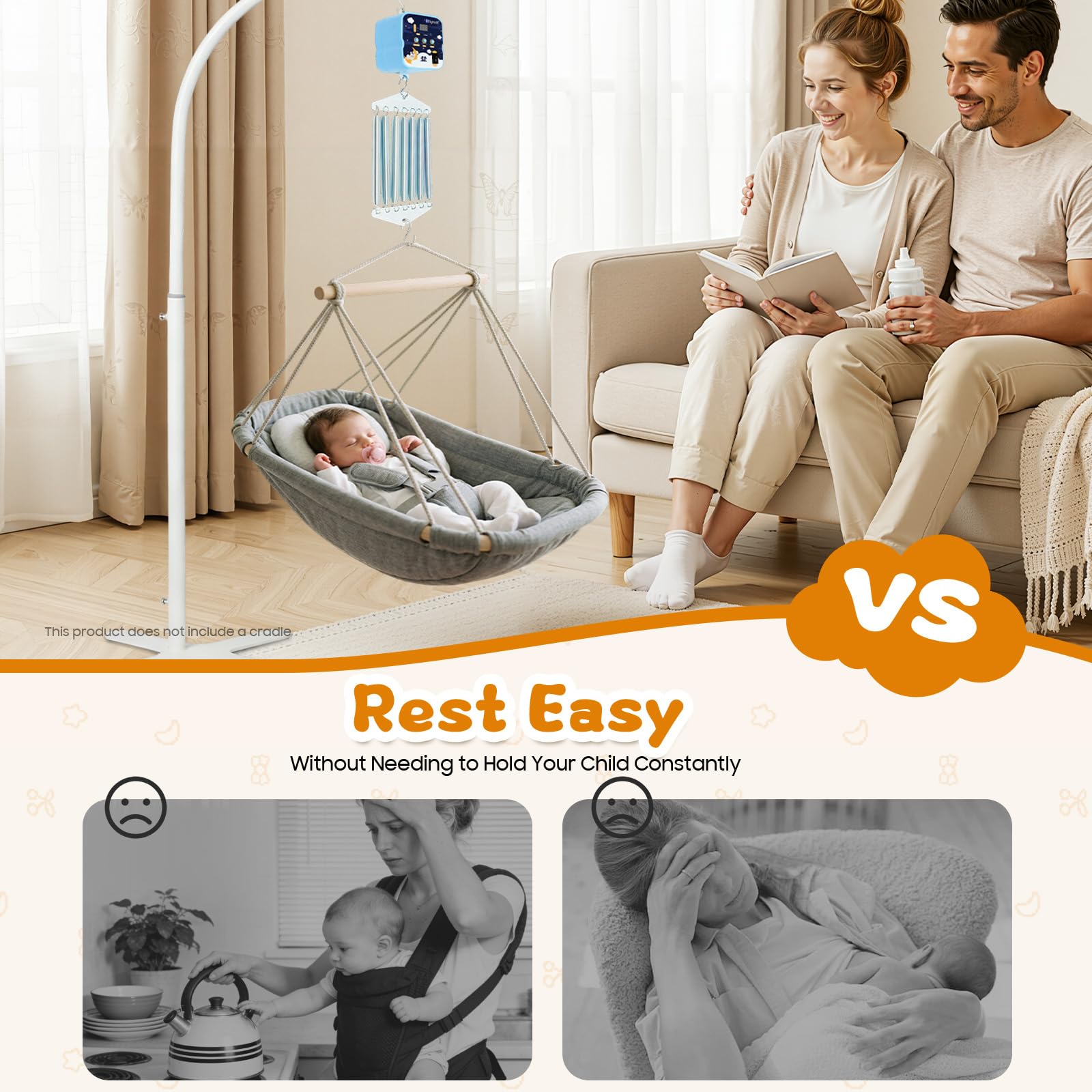 Elektrische Federwiege Baby Steuerung, Babyschaukel Motor mit Fernbedienung, Tragkraft 19kg Hängende Babywiege Controller mit 6 Timer Stufen, 5 Lautstärke, Ruhiger Schlaf Neugeborene