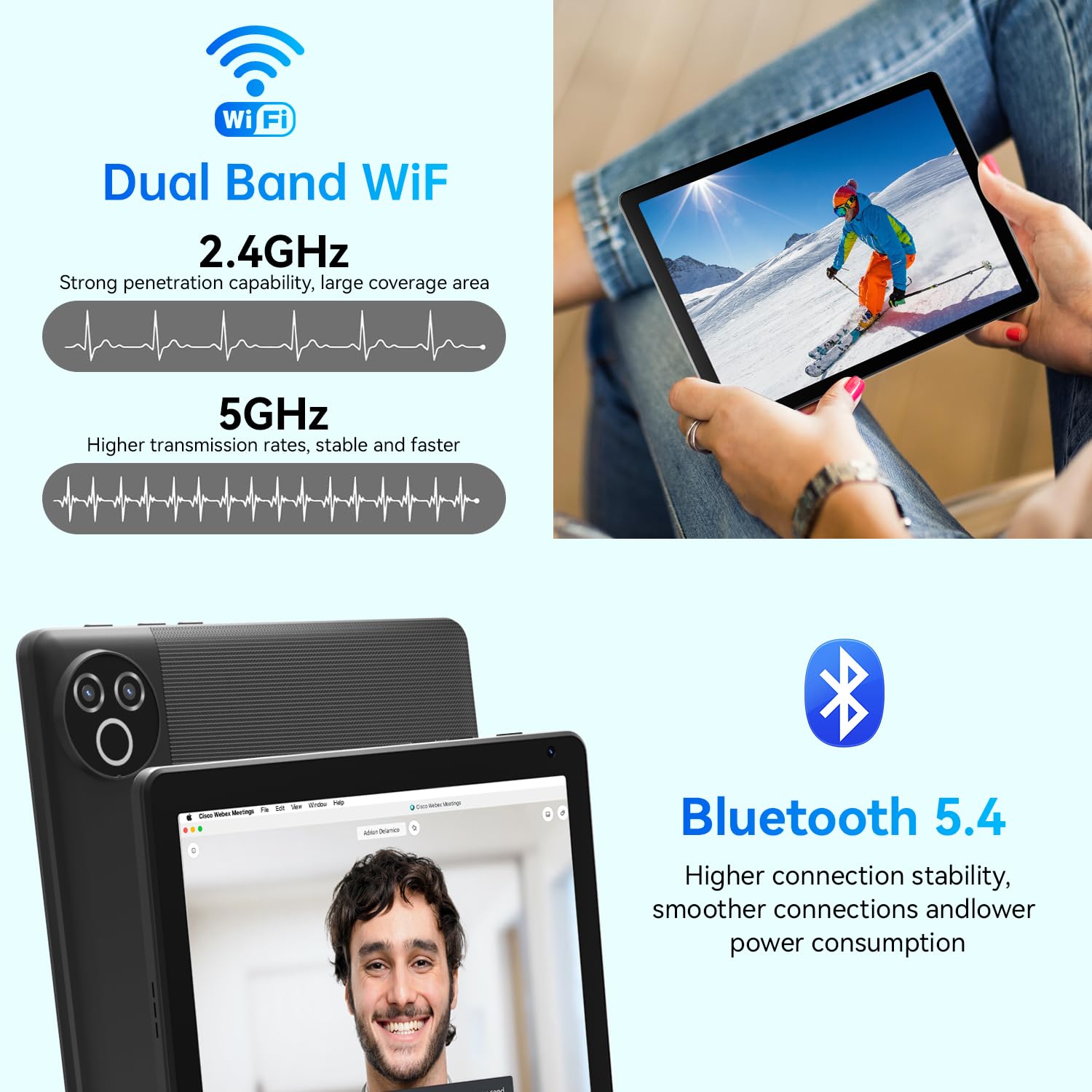 MUISOO Android 16 Tablet, 10.4 inch Tablet, 20GB RAM 64GB ROM(1TB TF Expand), 5MP+8MP Camera, WiFi 6, BT5.4, 1280 * 800 IPS, 5000mAh, Dual Speakers Pad PC Tablets, Black — view 5
