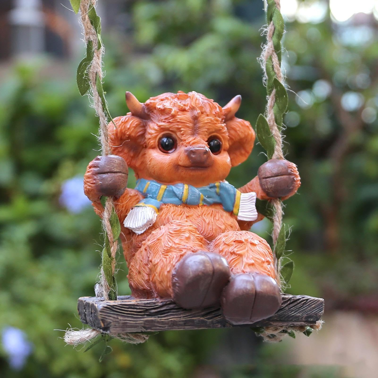 di Resina a Dondolo Scultura Decorazione Statua Ornamento – per Interni ed Esterni Giardino Balcone Recinzione Cortile Albero Prato Finestra vivaio