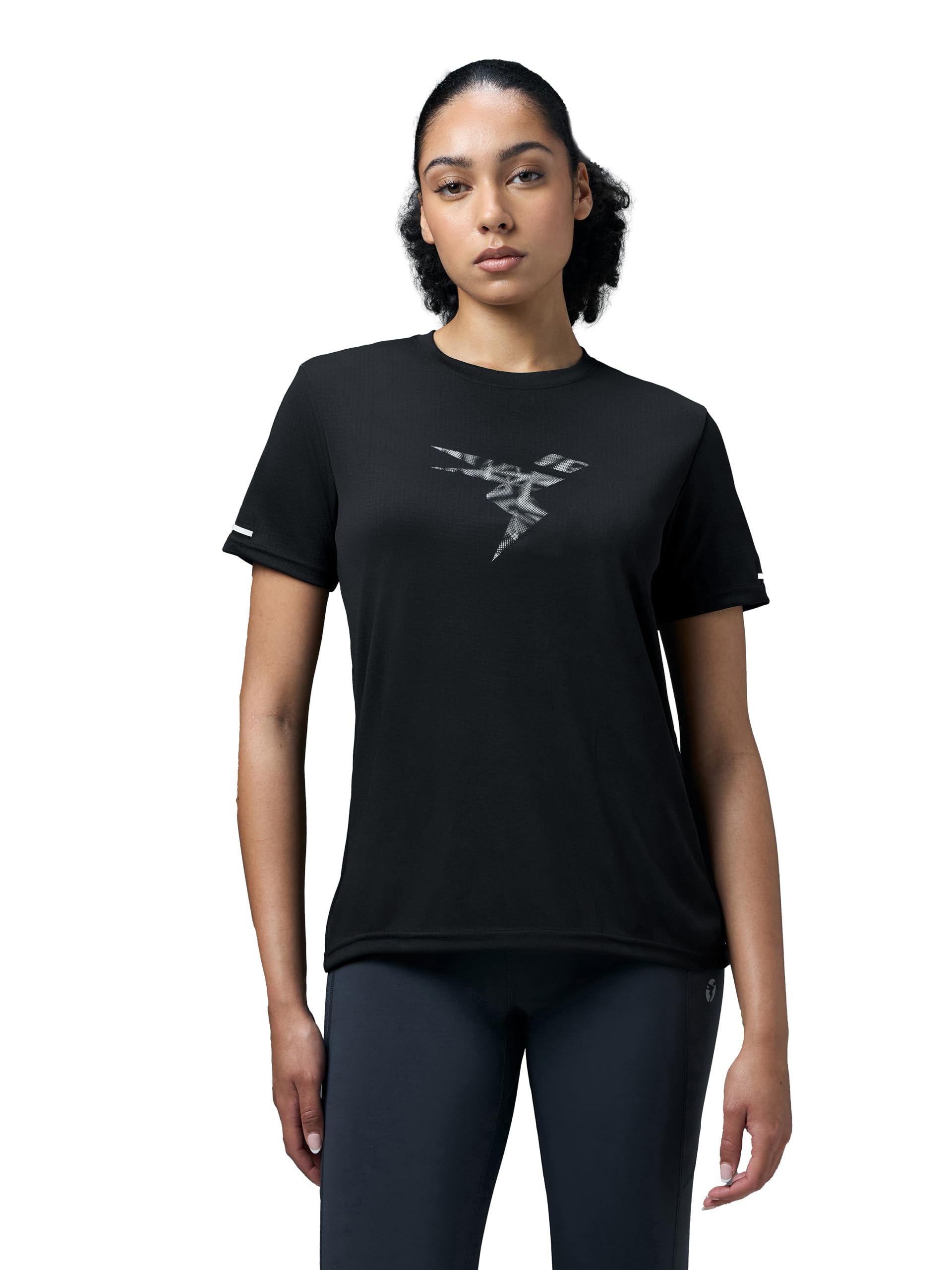 TECHNOSPORT Women's Regular Fit Printed Round Neck Sports T-Shirt with Technocool+ for Running, Sports & Gym