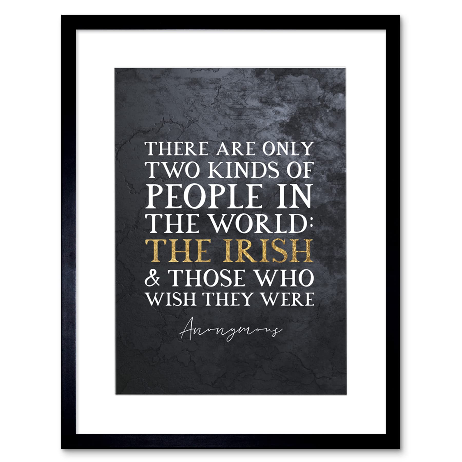 Artery8 St Patricks Day Irish Slate Slate Quote St Patricks Day Irish People Artwork Framed Wall Art Print 12X16 Inch
