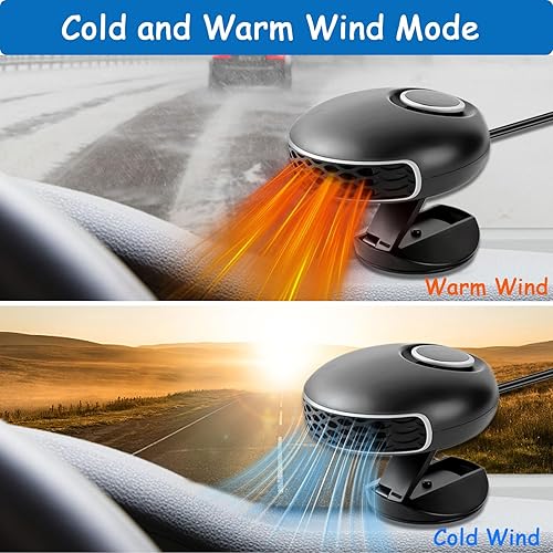 Miniatura 5 de Calentador y descongelador portátil para automóvil de 12 V y 150 W, ventilador de calentamiento y enfriamiento rápido 2 en 1, rotación de 360 para