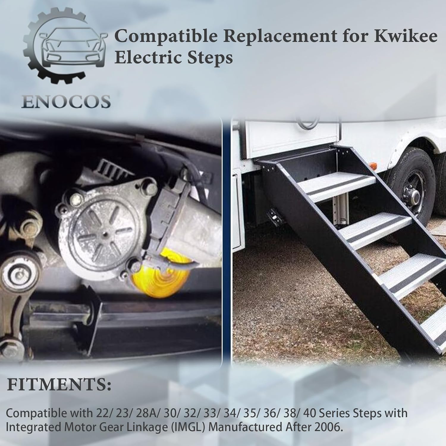 366043 RV Gear Box Linkage with Motor Compatible with Kwikee Electric Steps Replace#1101428 676061 2141001 379147 379160