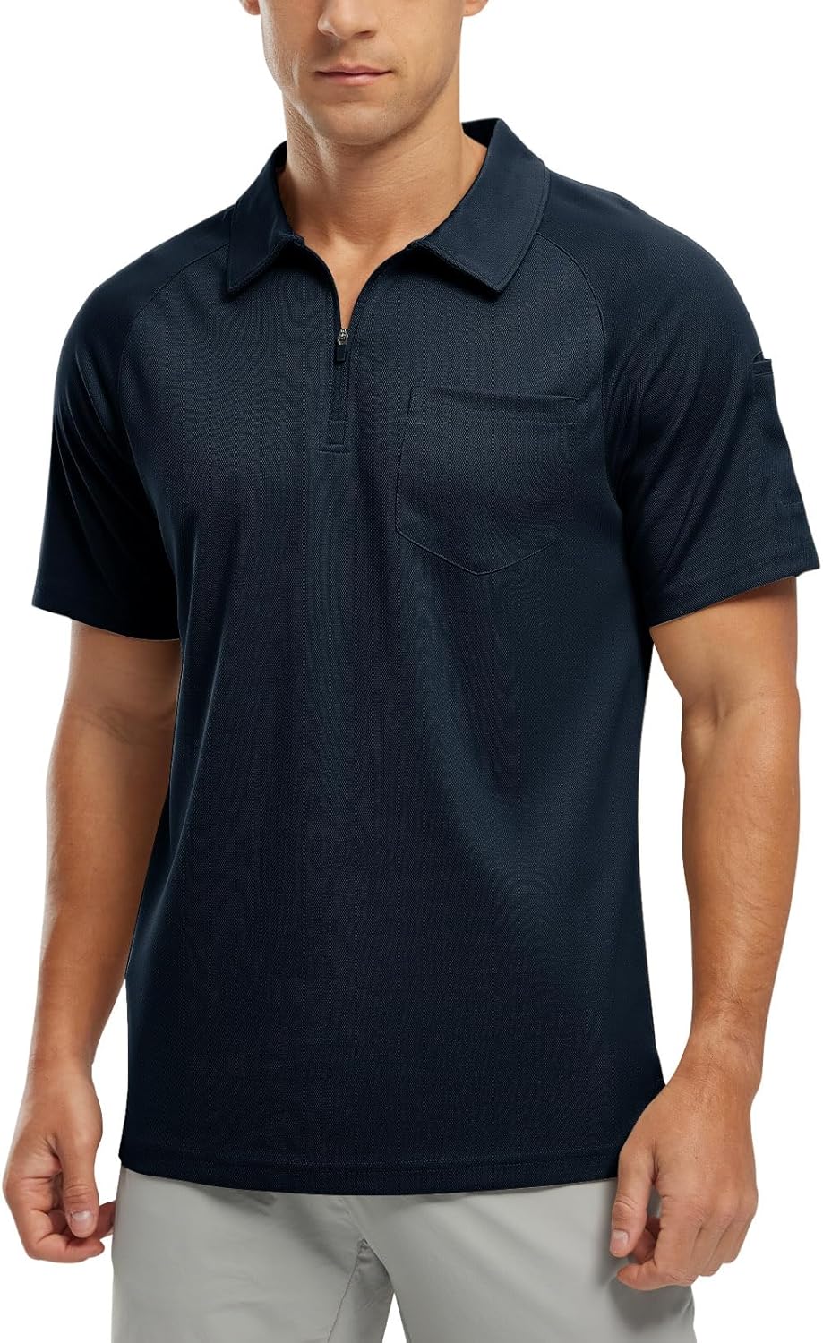 TBMPOY Men's 1/4 Zip Polo Shirts with Pocket Short Sleeve Dry Fit
