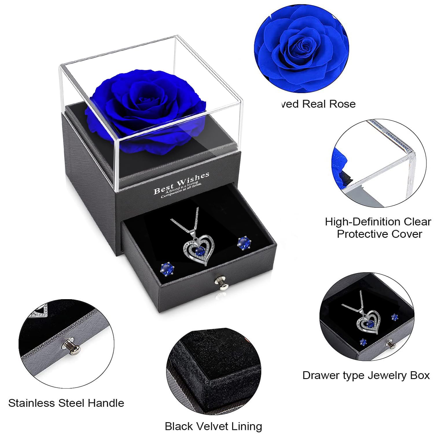 Regalo Mamma Natale - Rosa Eterna con Collana - Regali Originali per Compleanno, Anniversario, San Valentino, Festa della Mamma
