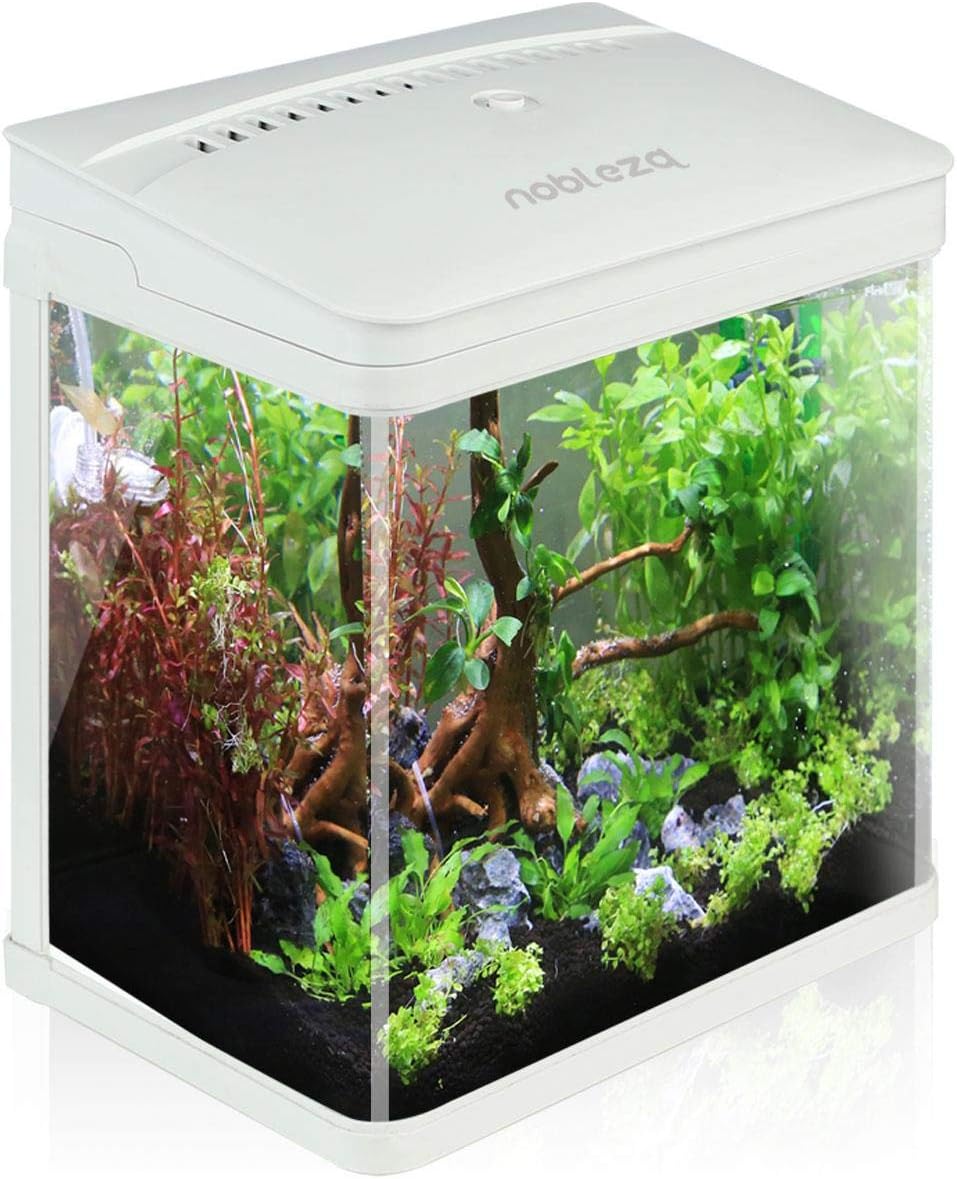 Nobleza Nano Fish Tank Aquarium with LED Lights & Filter System, Tropical Aquariums, 7L/14L