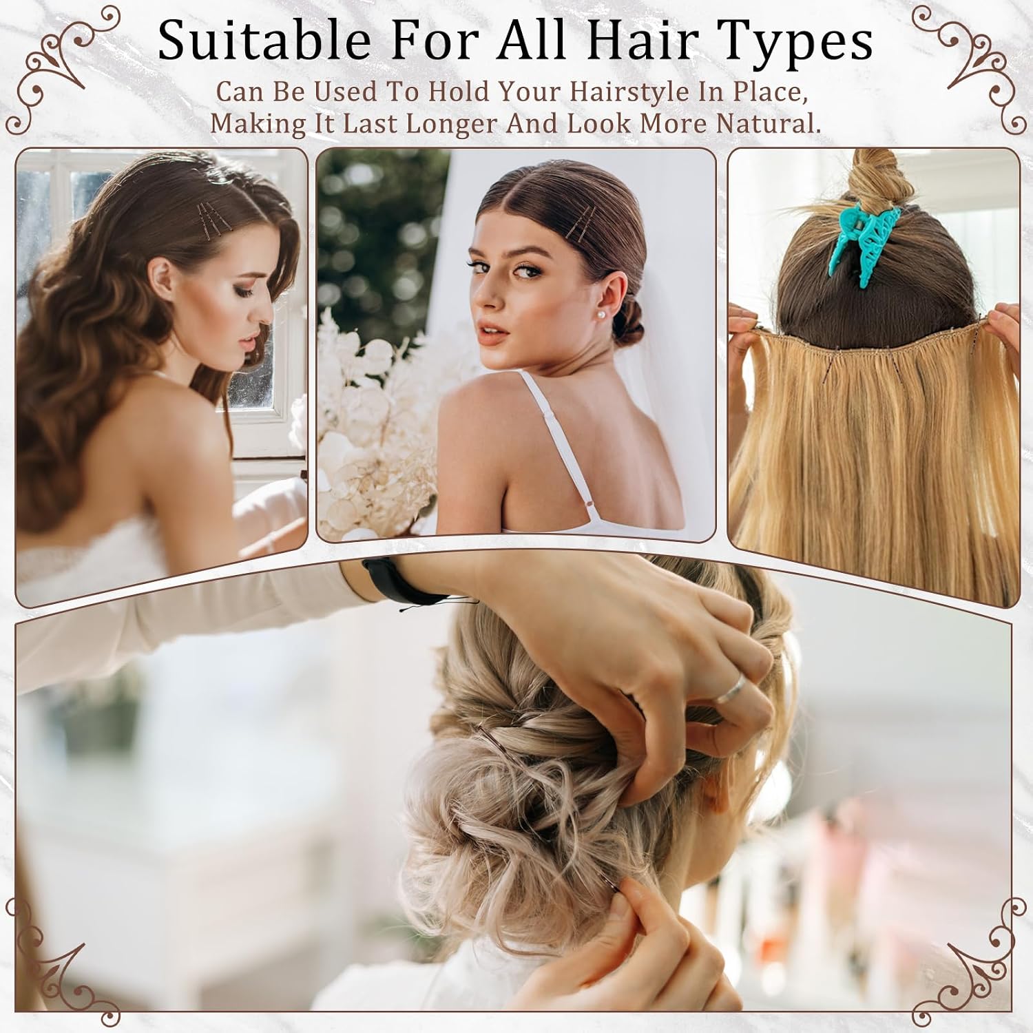 Mini Bobby Pins, 50pcs Small Wavy Hair Pins Metal Curved Hair Clip image 4
