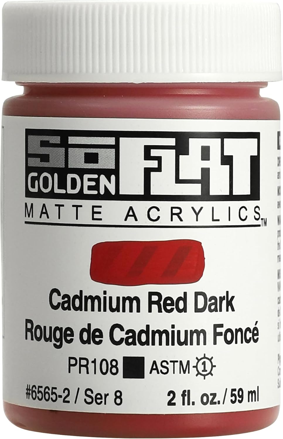 GOLDEN SoFlat Matte Acrylics, Cadmium Red Dark, 2 fl. oz. Jar, Professional Acrylic Paint, Opaque