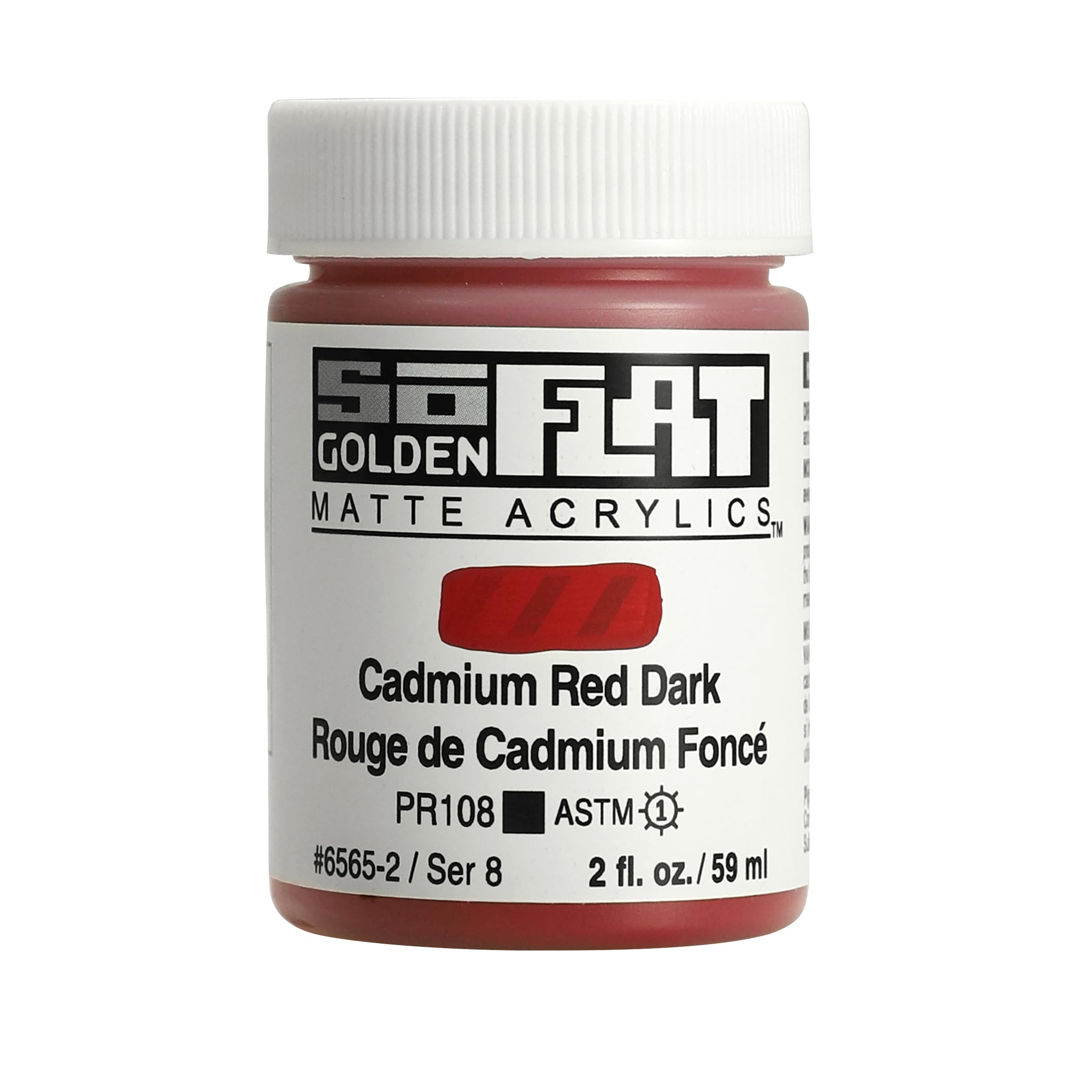 Golden SoFlat Matte Acrylic Paint, 2oz jar, Cadmium Red Dark (6565-2)