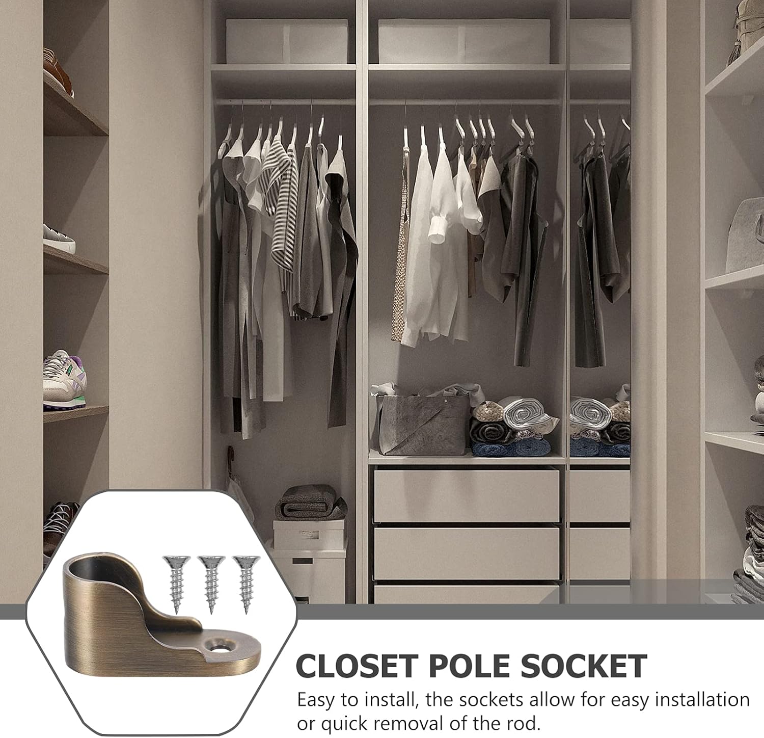 Levemolo 6pcs Quality Closet Rod Bracket Fast Install Suitable for Bathroom Wardrobe Shop