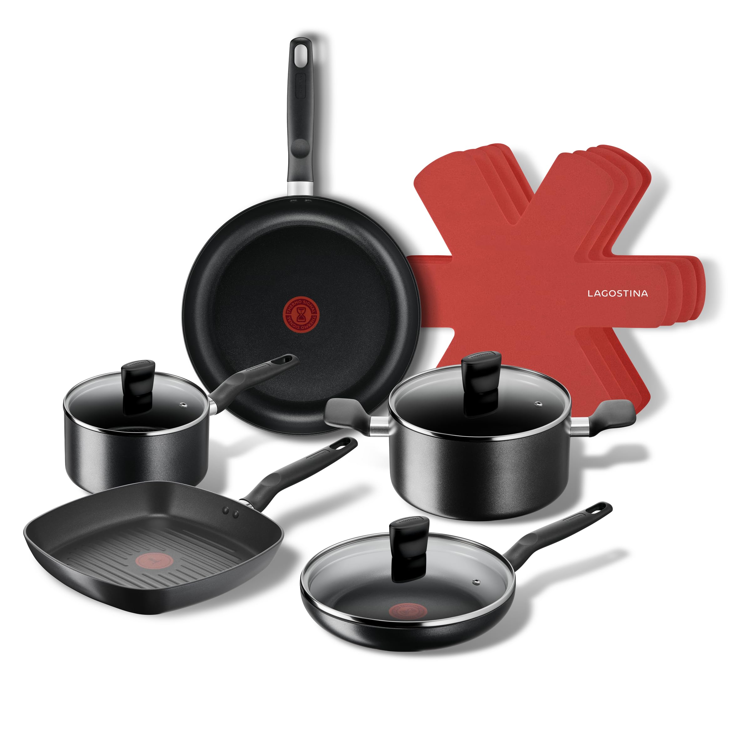 Lagostina Titanium, Set di Casseruole e Padelle Antiaderenti, 12 Pezzi