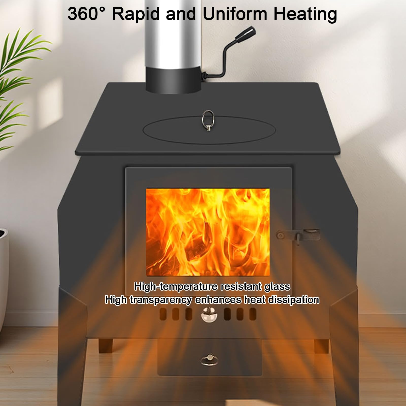 Stufa a Legna con Forno, Cucina a Legna, Resistente Alle Alte Temperature, con Oblò, per Grigliare, Cucinare e Riscaldare