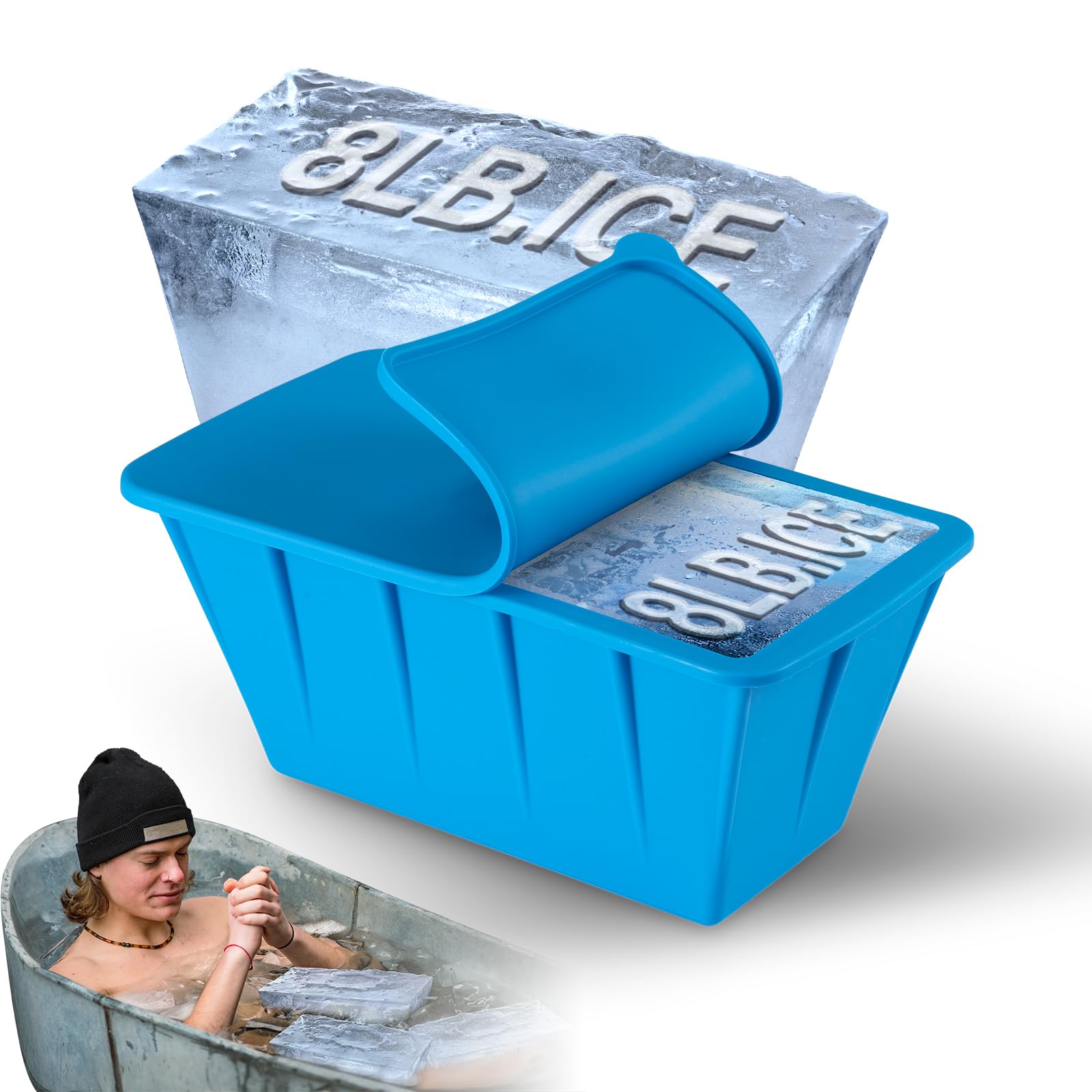 Cretosou Ice Block Molds, Big Ice Block for Ice Bath, Reusable Silicone Ice Cube Mold for Food Storge (8 lbs)