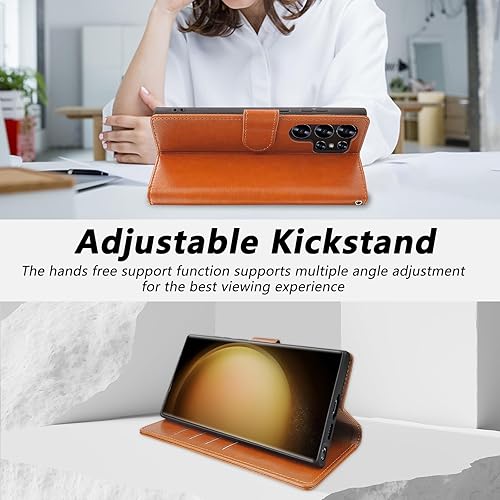 Miniatura 5 de TopPerfekt Funda tipo cartera para Samsung Galaxy S23 Ultra con bloqueo RFID, tarjetero de crédito, funda protectora de piel sintética con tapa para