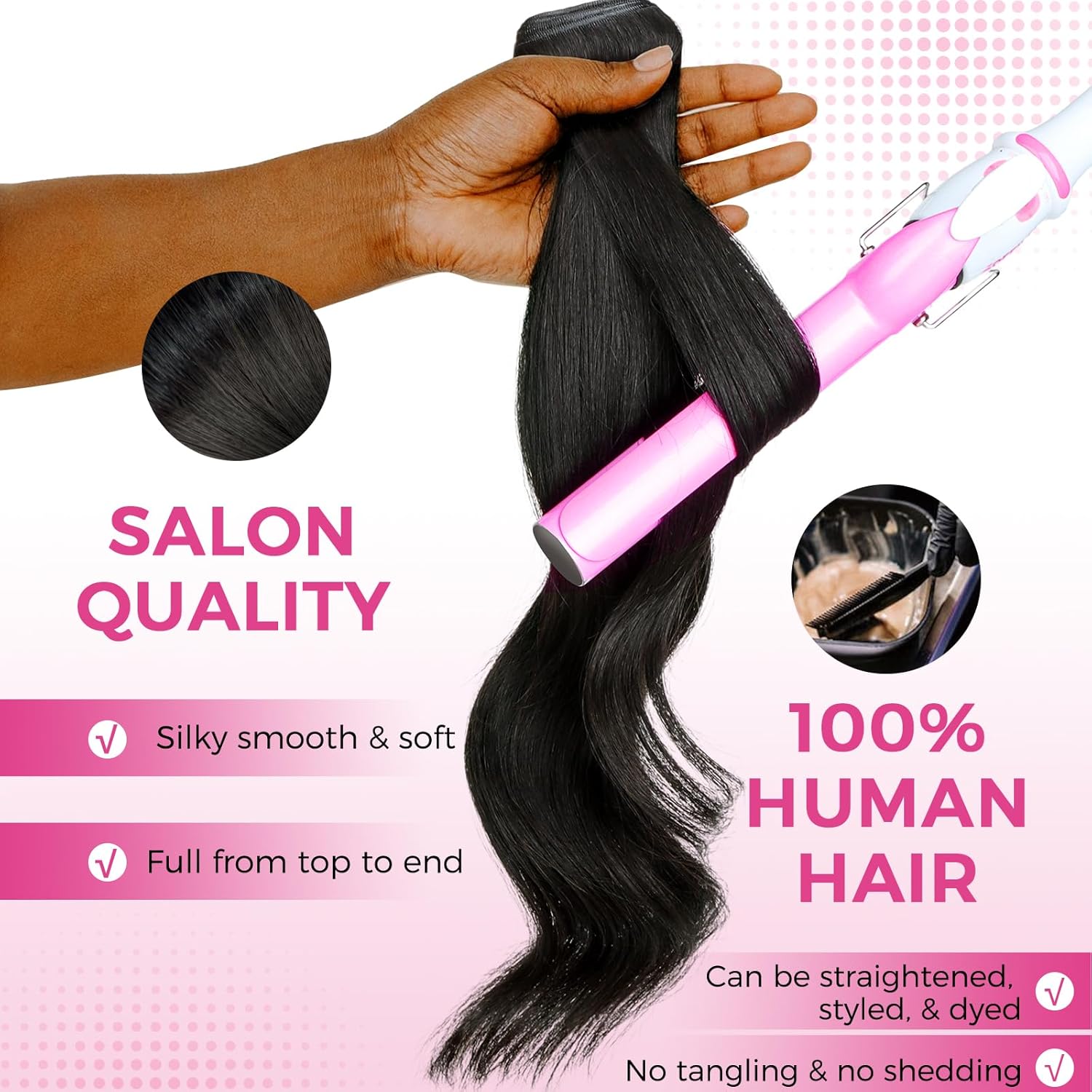 Lashey Genius Weft Seamless Clip in Hair Extensions 110g, Yaki Straight Real Human Hair for Women, Natural Black 7pcs 16 Inch, Soft Hair Clip Ins for Daily Wear, Work & Weddings