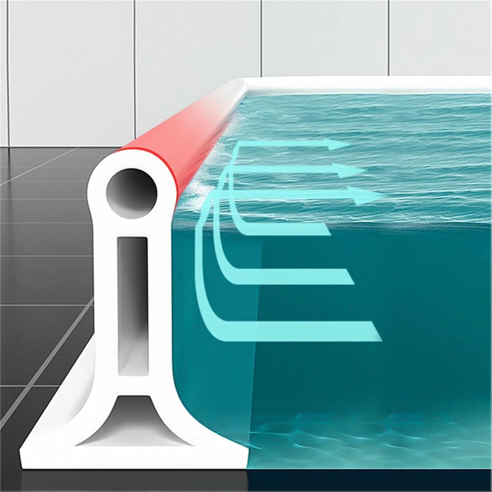 Barrage d'eau pour douche en silicone auto-adhésif pour séparation humide de salle de bain