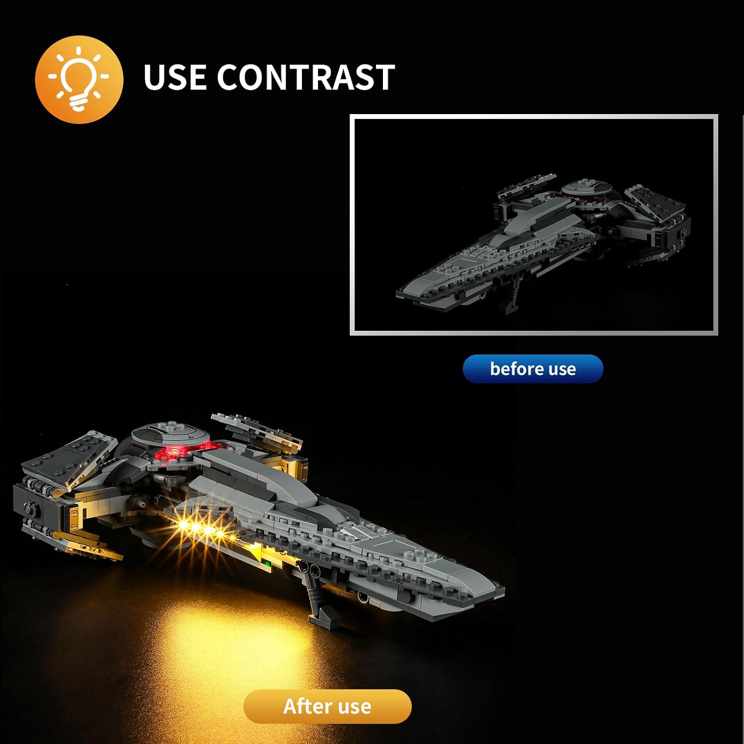 Vaodest Led Light for Lego 75383 Darth Maul's Sith Infiltrator Building Blocks Model,Design and Configuration Compatible with Model 75383(Led Light Only, Not Building Block Kit)