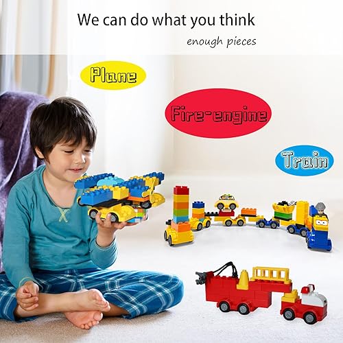 Miniatura 3 de Bloques de construcción para niños pequeños de 2 a 5 años, juego de 171 piezas de bloques de automóviles para niños, ladrillos de construcción