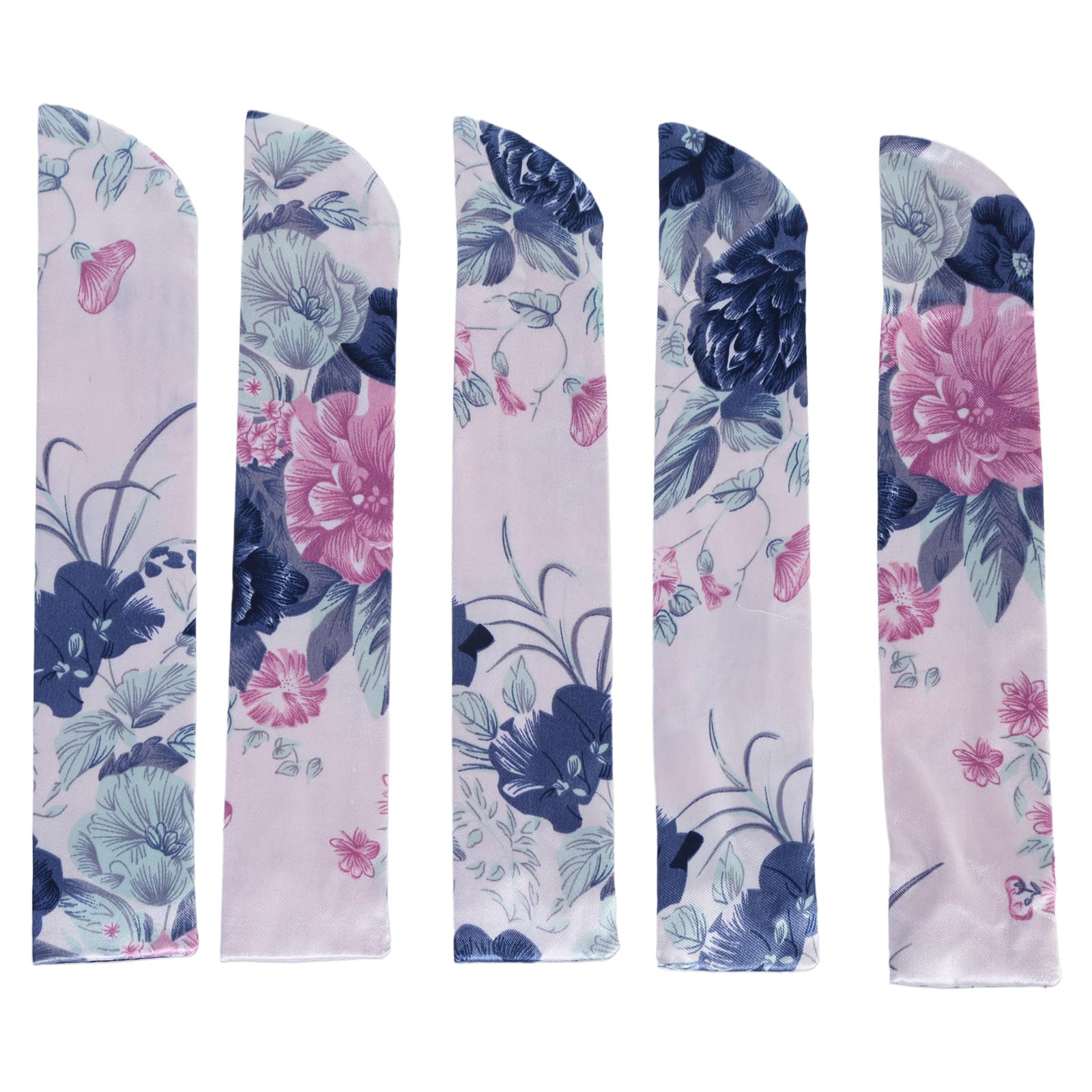 Hredyqw 5Pcs Handhelds Folding Fan Storage Bag Vintage Flower Print Folding Fan Protective Case Chinese Hand Silk Pouch Bag