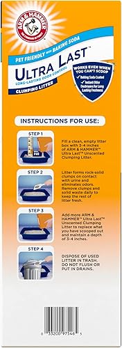 Miniatura 15 de ARM & HAMMER Ultra Last Clumping Cat Litter Unscented MultiCat 18 Lbs. Pet Friendly with Baking Soda Odor Control Litter