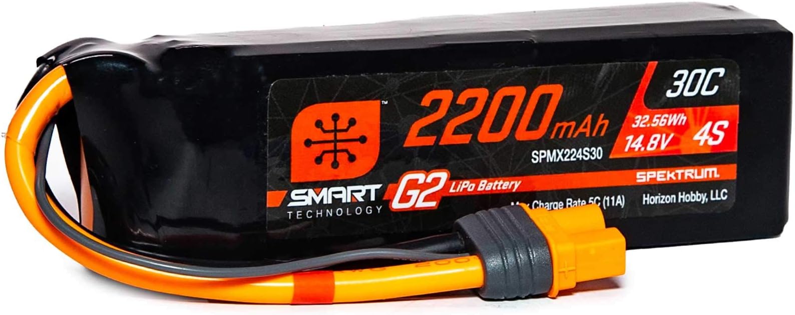 Spektrum 14.8V 2200mAh 4S 30C Smart LiPo G2: IC3, SPMX224S30, Medium