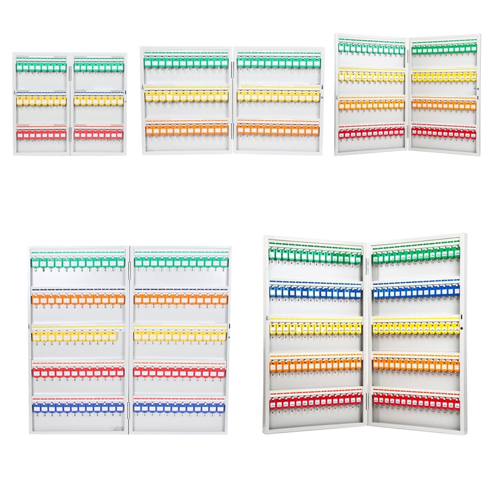 Nizer Boîte de rangement murale en acier pour 150 clés avec étiquettes colorées Idéal pour les appartements, les concessionnaires automobiles et une bonne gestion