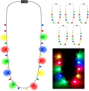 Glowcraftco My First Christmas Tree Light Up Necklace LED Christmas Party Accessories Pack - Fun & Bright Christmas Necklaces, Christmas Costumes Ornament and Party Favors (3/6/12 Pack)