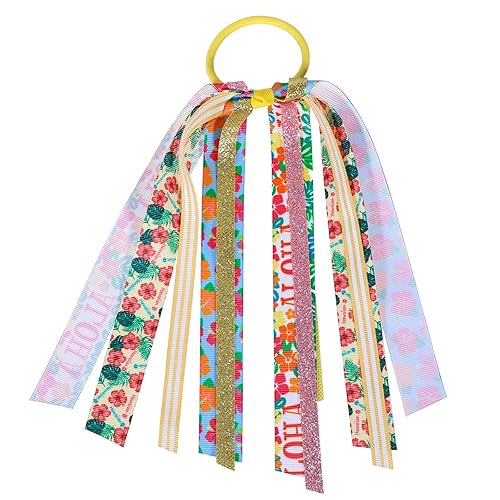 Hawaiian Aloha Ribbon Ponytail Hair Streamer Tropical Hibiscus Flower Palm