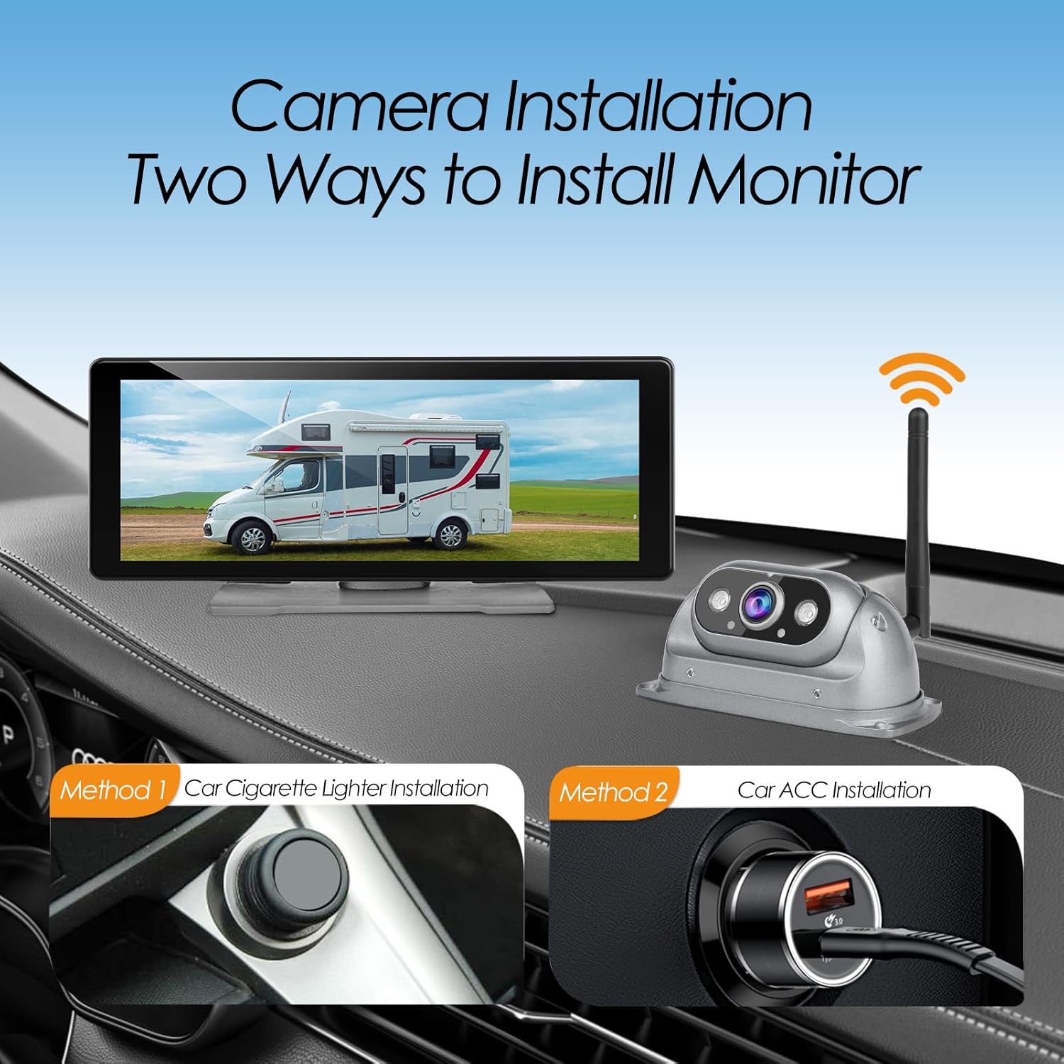 Vehicle Wireless Backup Cameras, High Performance 6.86 Inch 1080P Touch Screen Two Rear View Camera with IR Night Vision 4 Channels IP69K Waterproof Reverse Camera for Truck Trailer Camper Tractor