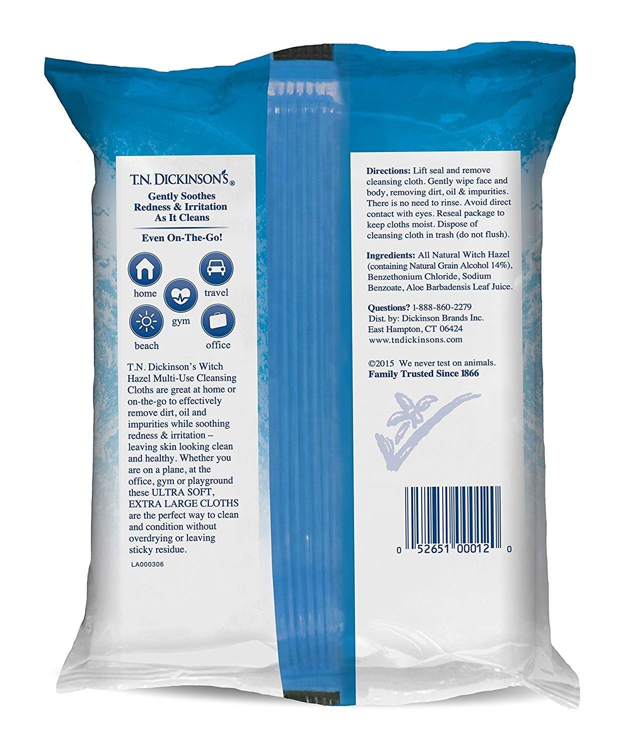 T.N. Dickinson's Witch Hazel Cleansing Cloths, 25 Cloths (Pack of 4)