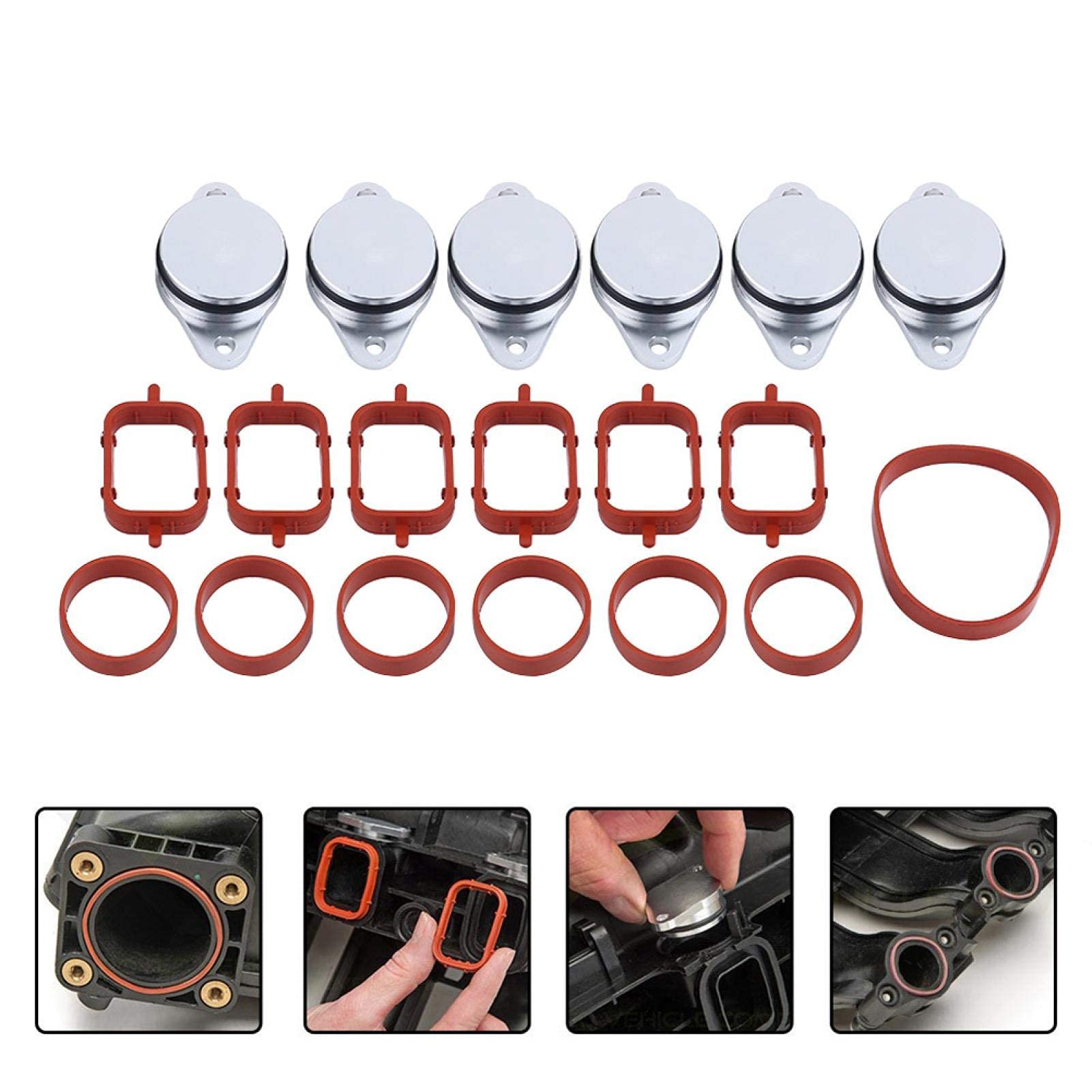 Swirl Flap, 6 x 33mm Swirl Flap Blanks Bungs Kit Guarnizioni di Aspirazione, Vuoti Tappi di Aspirazione Guarnizioni Kit per 320d 330d 520d 525d 530d 730d