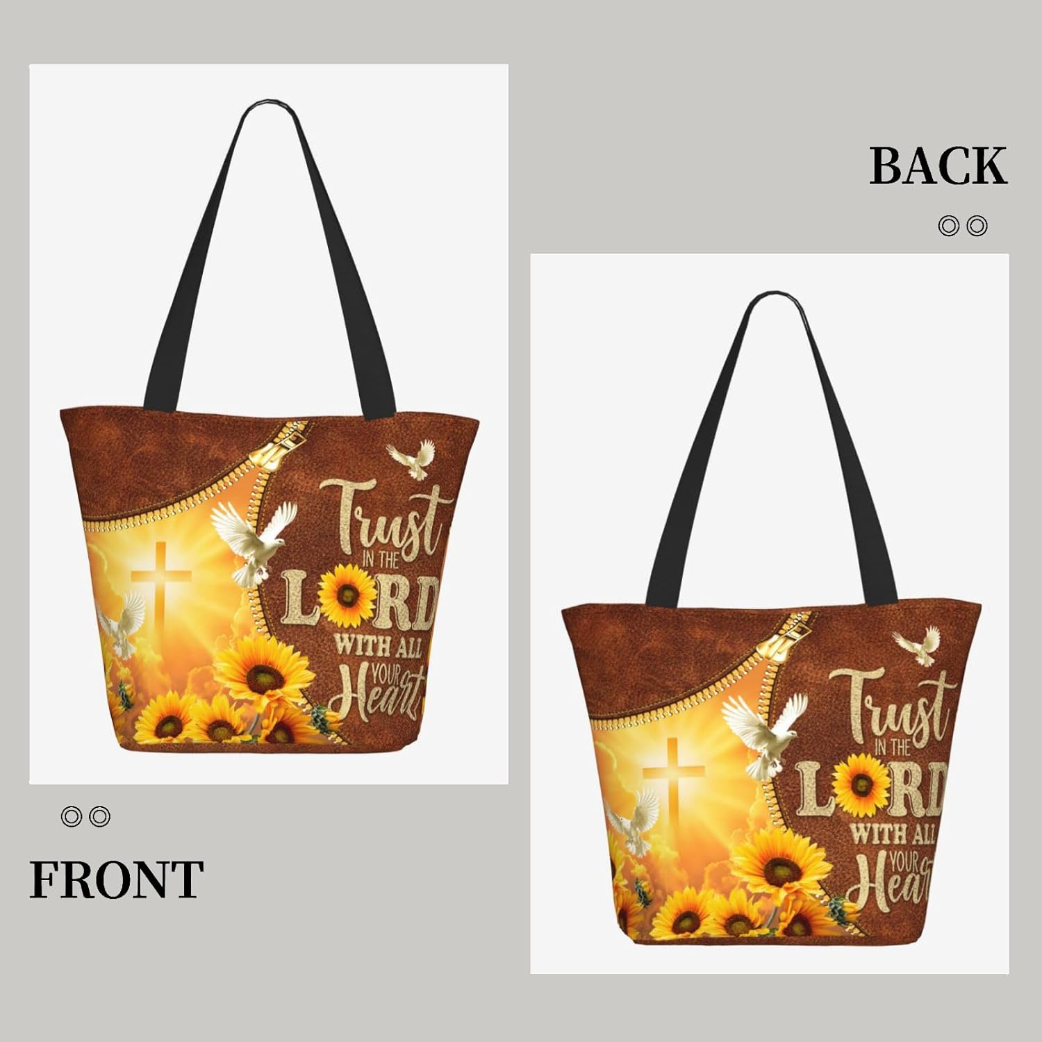 Tote Bag for Women with Zipper, Everyday Carry, Large Capacity Reusable Shopping Bag for Groceries & Travel - Image 5