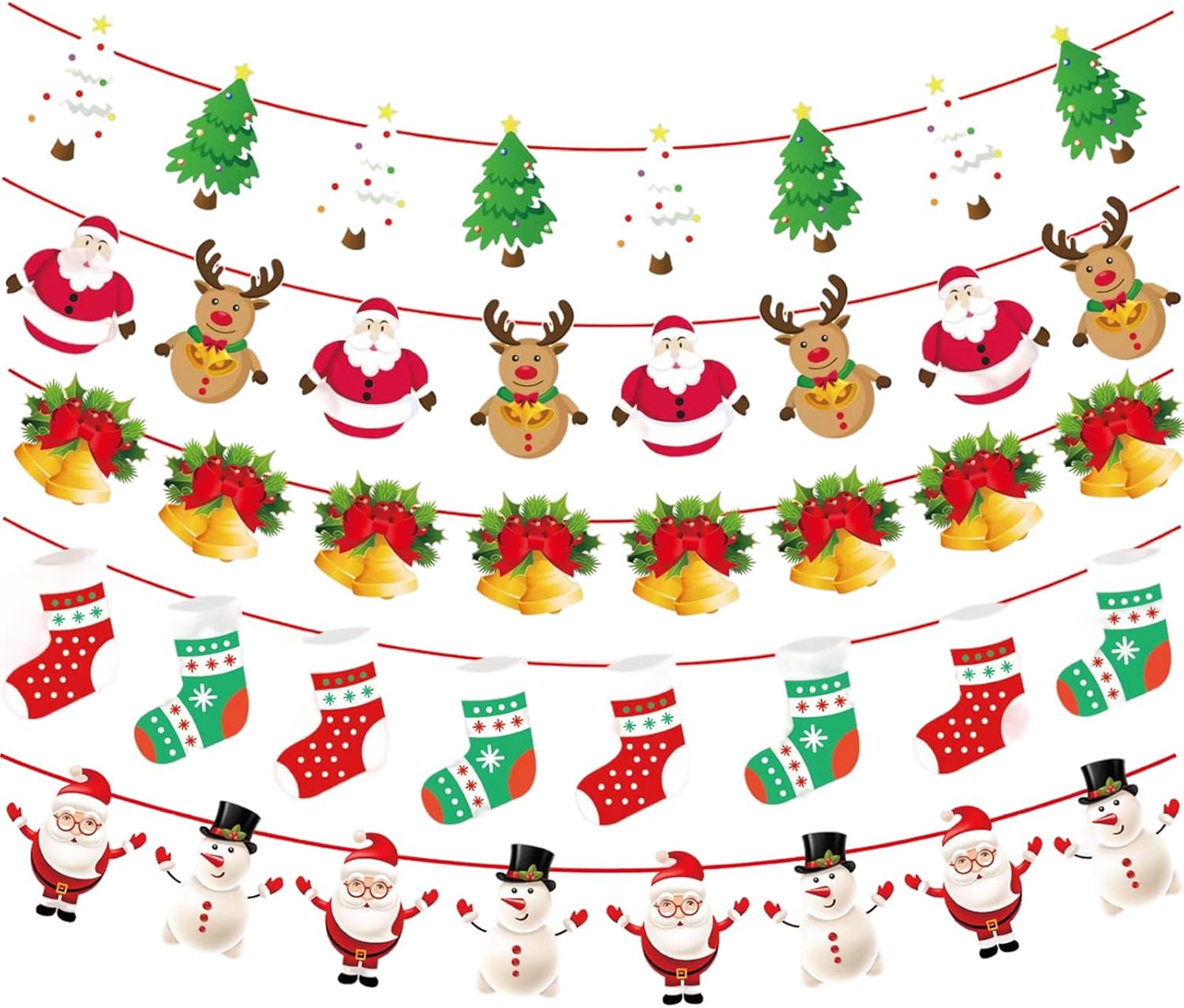 Bliceon 5Pcs Merry Christmas Bunting Banner, Reusable Christmas Bunting