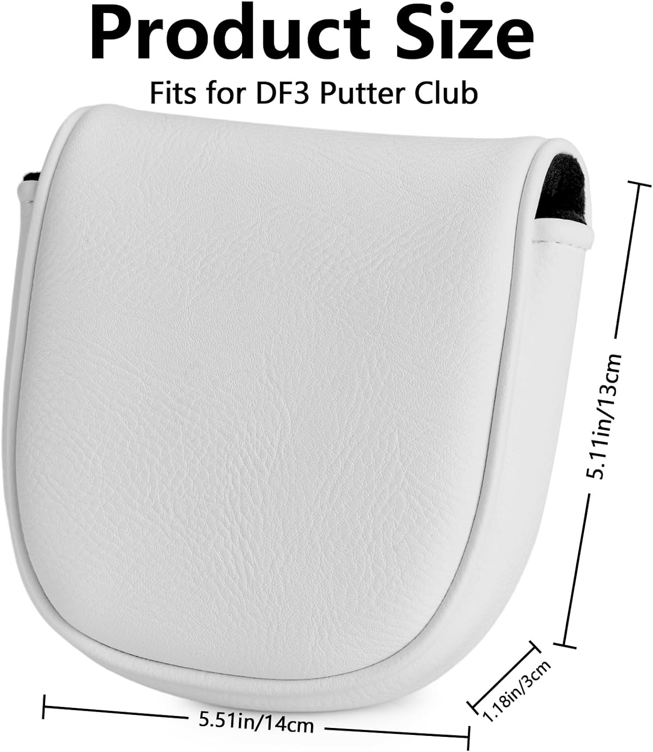 Golf Club Mallet Putter Head Cover Fits for DF3 Club with Magnetic Closure Center Shafted PU Leather Headcover, White and Black Available