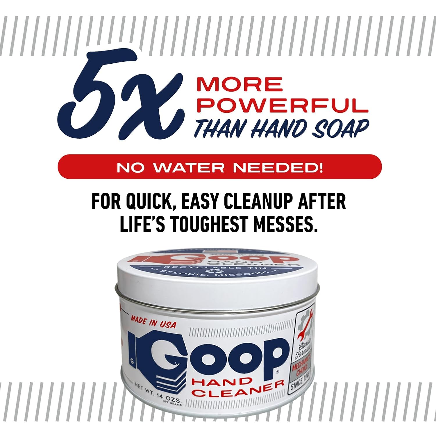 Classic Goop Heavy Duty Powerful Hand Cleaner for Mechanics, Removes Oil, Grease, Fluids, Concentrated Waterless Hand Degreaser Cream image 3