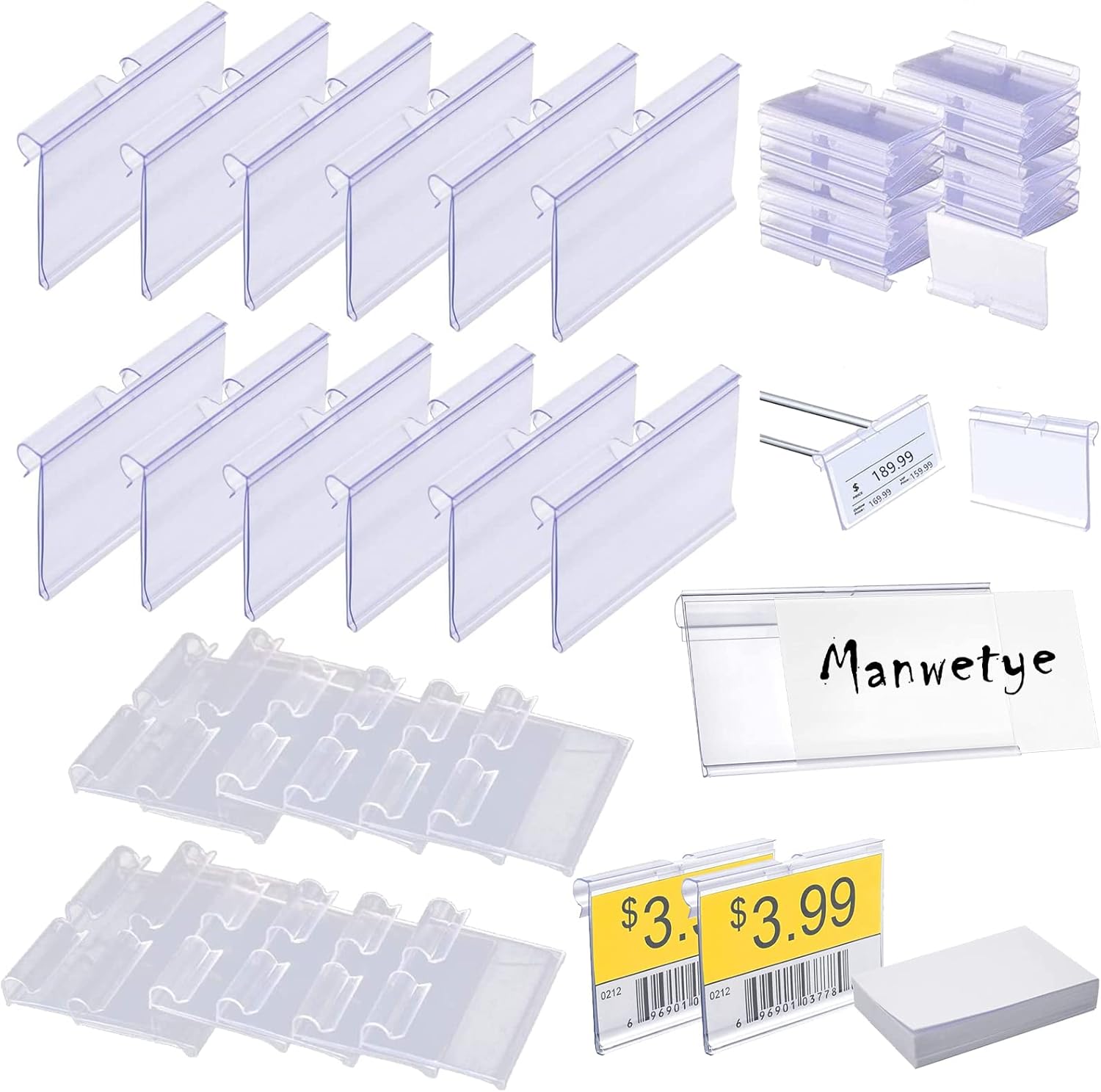 100 PCS Price Label Holder,Clear Plastic Label Holders for Wire Shelf