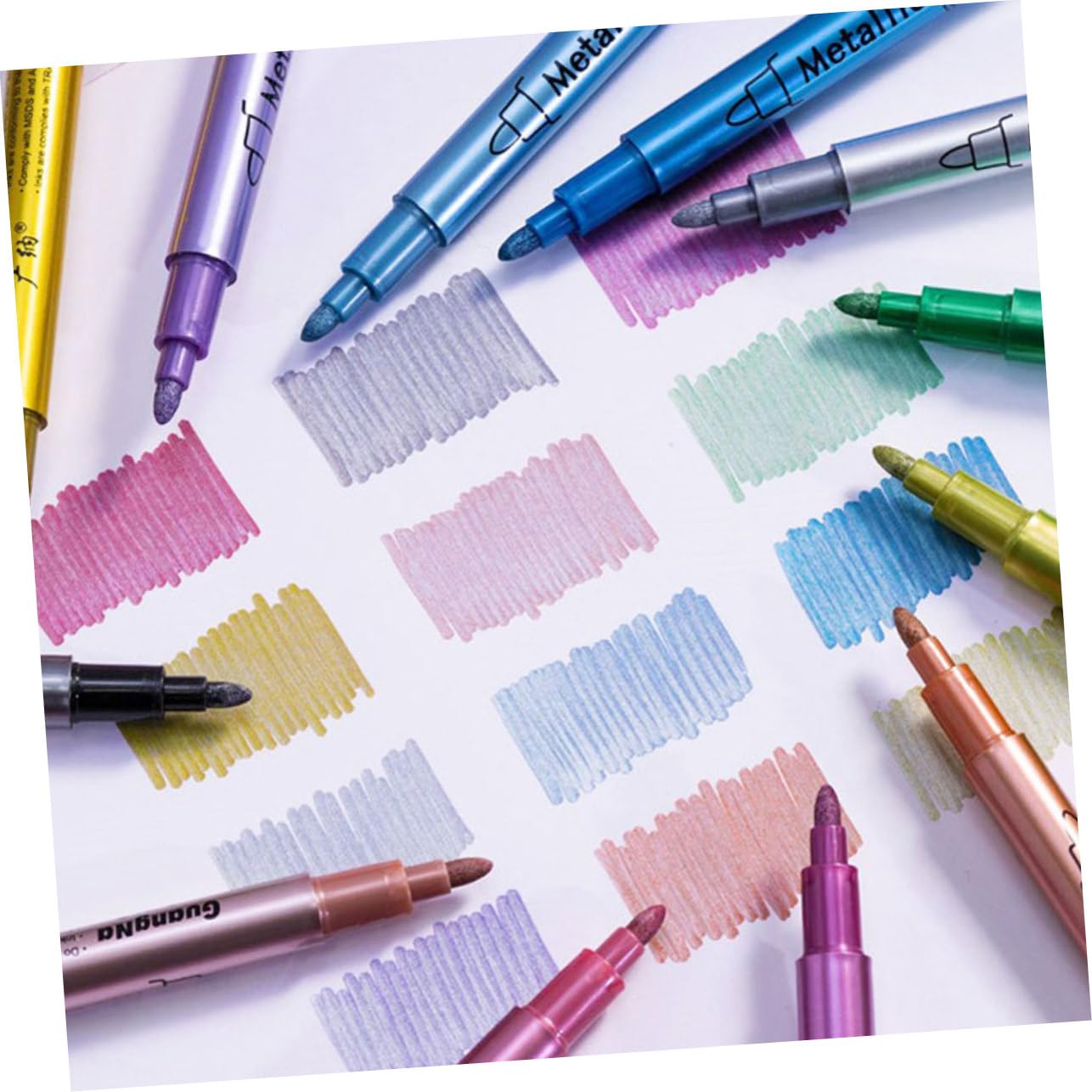 VILLCASE 4 Sätze Feuerfarben-metallstift Tinte Kreis Whiteboard-marker Markierungen Ultra Löschbar Schwarze Stifte Einziehbar Gel Permanentmarker Mit Feiner Spitze Tipp Nylon 12 Stück * 4