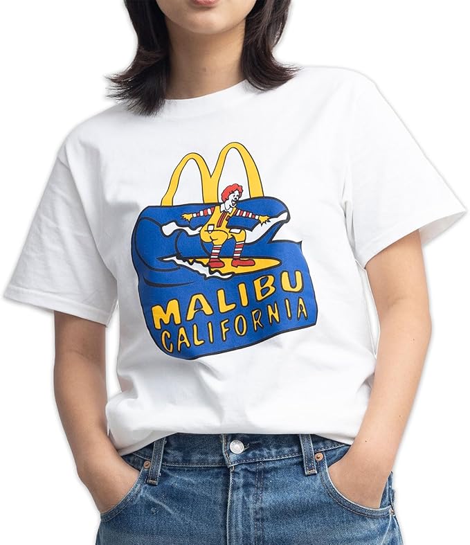 Amazon | [McDonald's] [マクドナルド] 半袖Tシャツ 波乗りドナルド