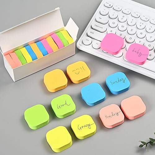 Juego de 12 notas adhesivas cuadradas, 100 páginas por bloc, notas autoadhesivas de colores vibrantes para oficina, hogar, escuela, reuniones, 1.49