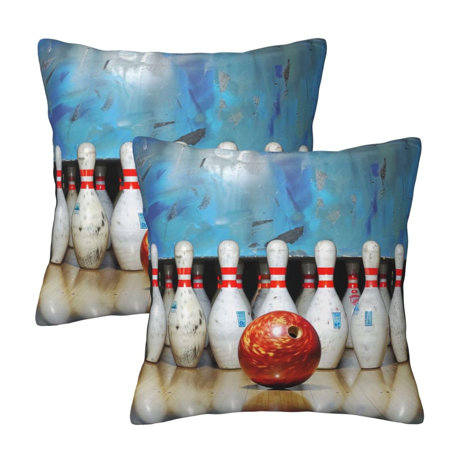 kkvhhyuo bowling Print Pillow Covers Set of 2, Square Decorative Cushion Covers with Hidden Zipper, Throw Pillow Cases for Living Room Sofa Bed Chair, 50x50 cm
