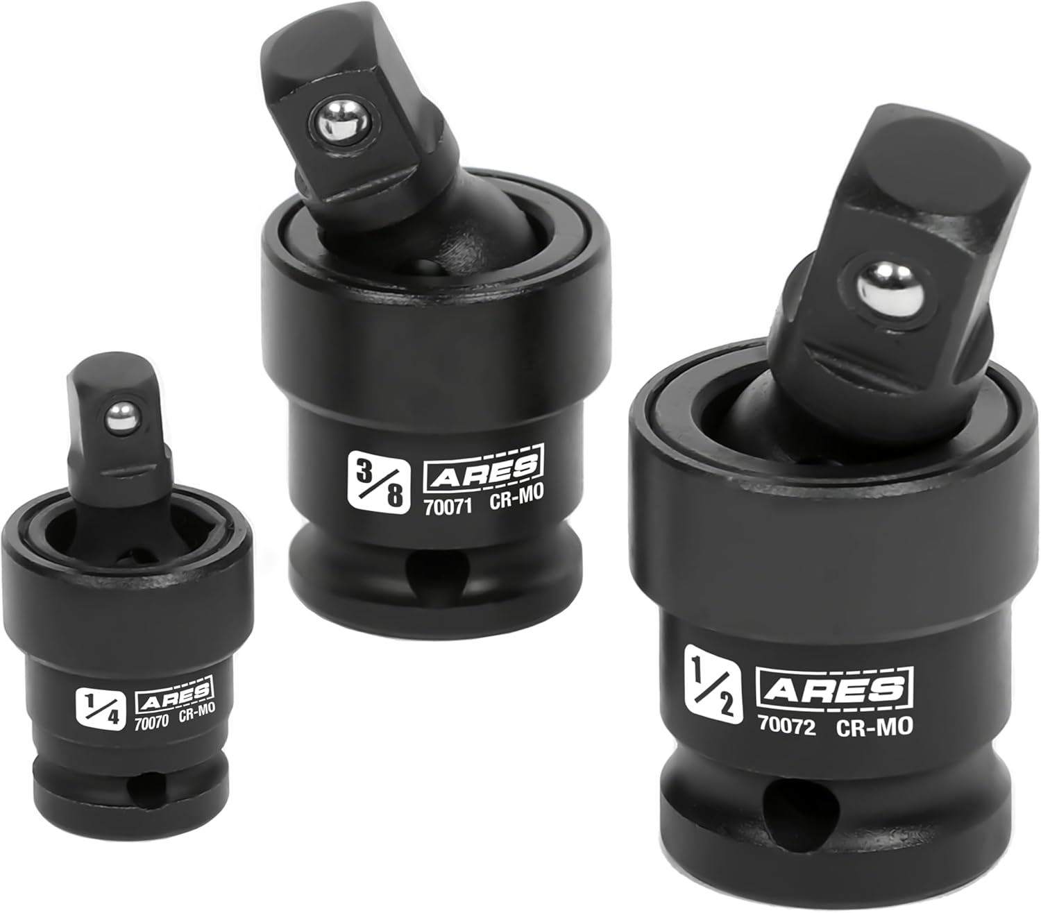 ARES 27067-7-Piece Impact U-Joint and Adapter/Reducer Set - Includes Universal Joints in 1/4-Inch Drive, 3/8-Inch Drive, and 1/2-Inch Drive, 2 Adapters, and 2 Reducers